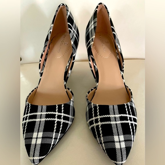 NWT- Bandolino D’Orsay profile black plaid pointed toe Grenow pumps - Picture 1 of 7